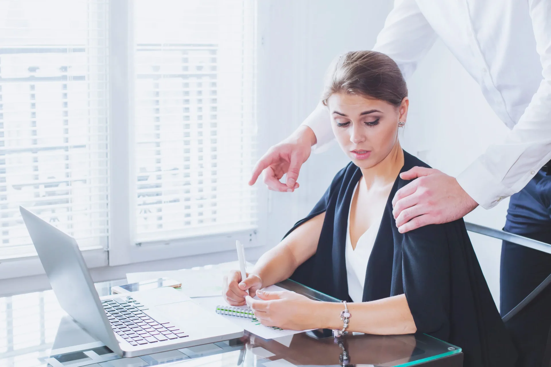 A female preparing to seek help from a sexual harassment lawyer in Los Angeles, CA