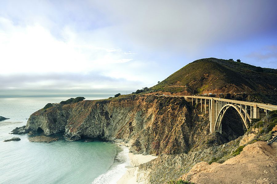 View of Bixby Bridge in Monterey, California.