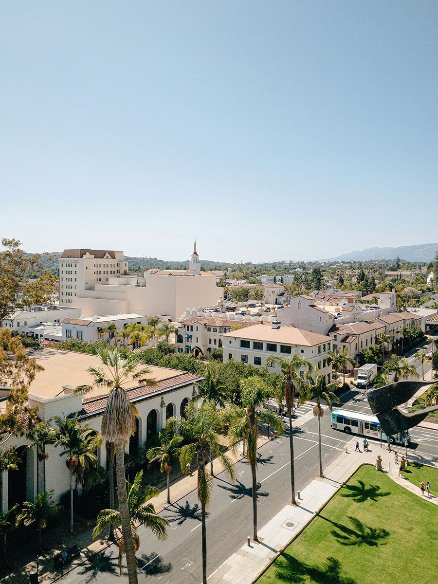 Downtown Santa Barbara, California, as seen from city hall.