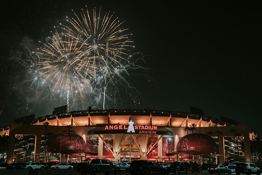 Fireworks at Angel Stadium in Anaheim, CA