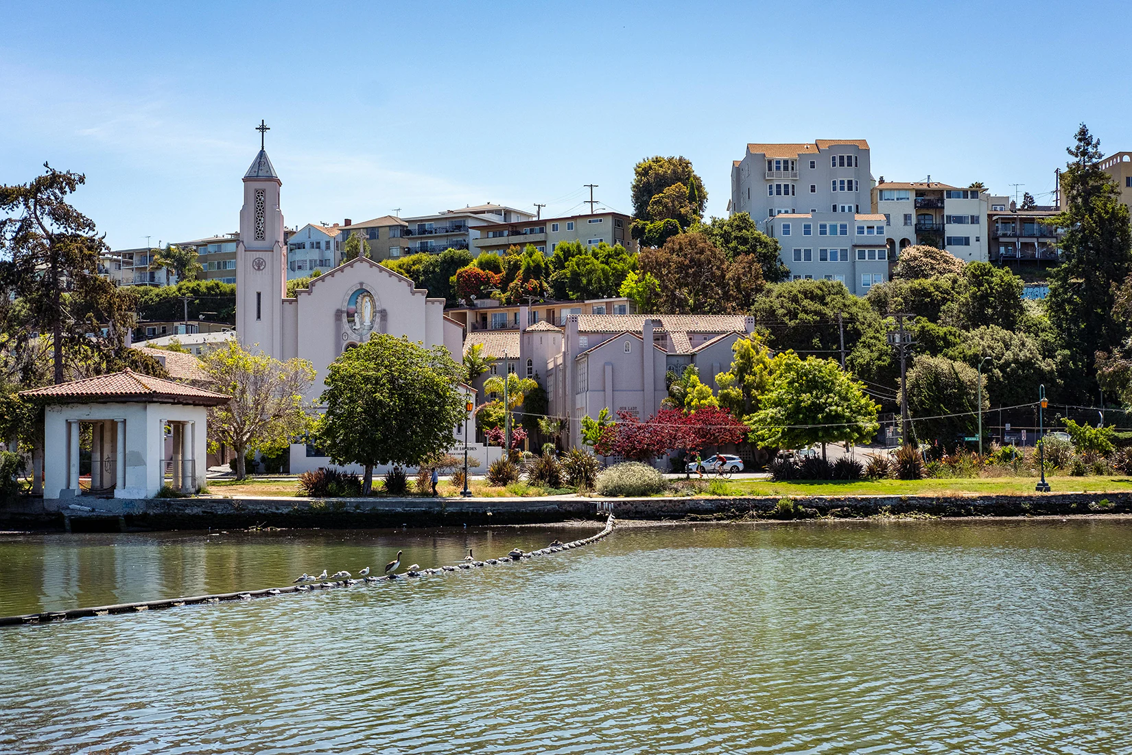 A view of waterfront buildings near wrongful termination lawyers in Oakland, CA